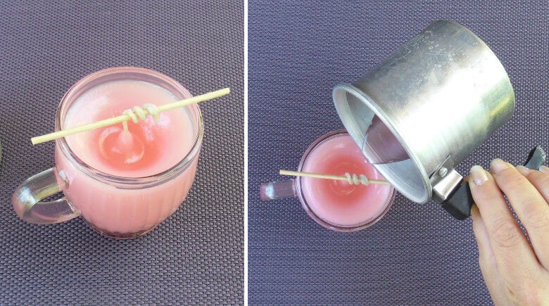 Velas aromáticas en casa: Volver a rellenar la taza con parafina
