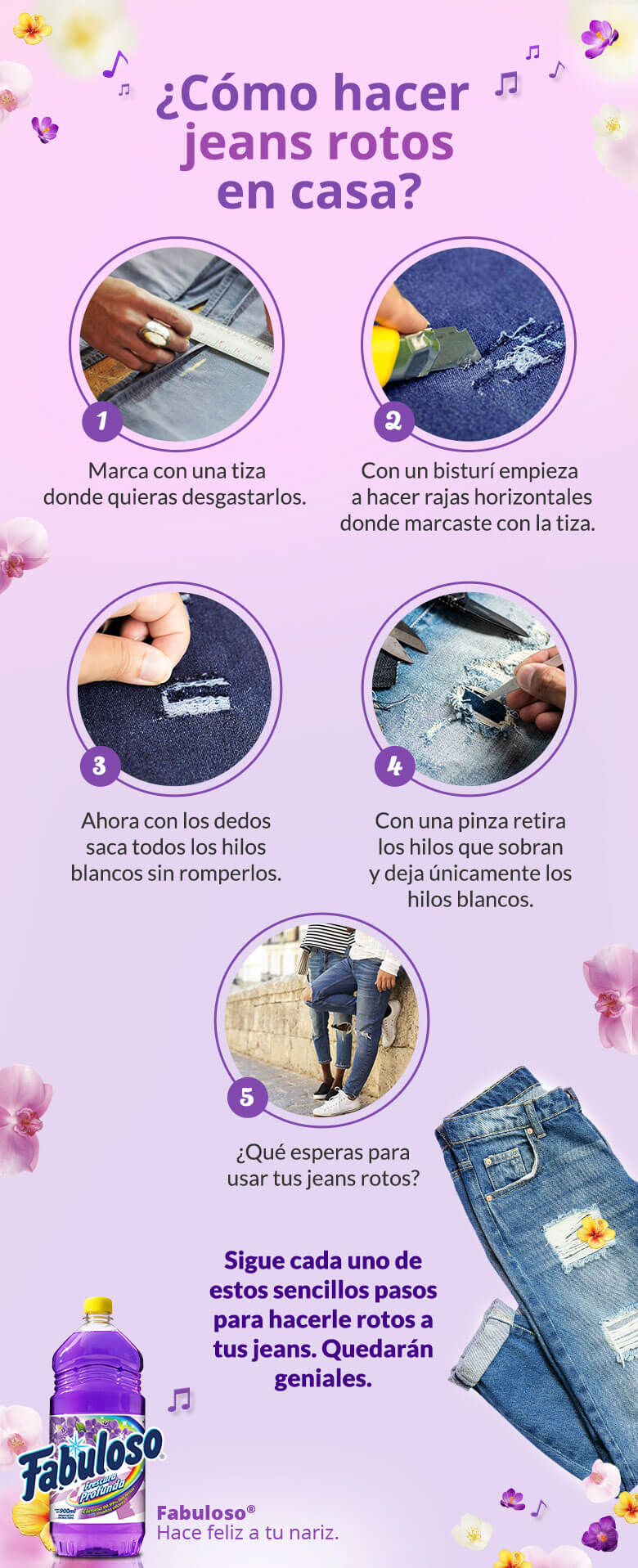 Infografía como hacer jeans rotos en casa