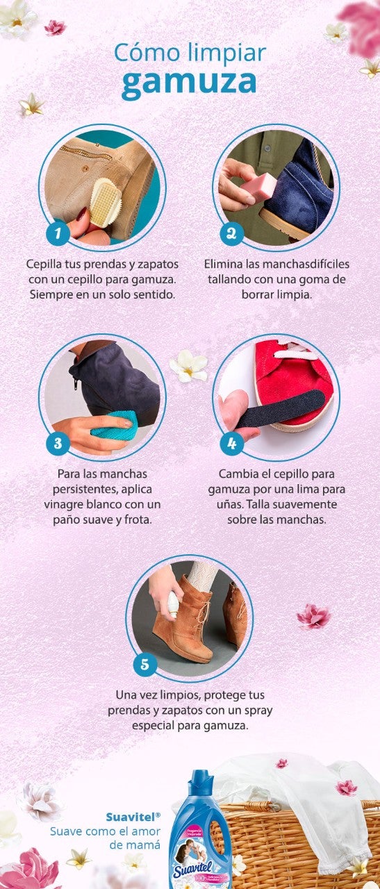 infografía cómo limpiar gamuza