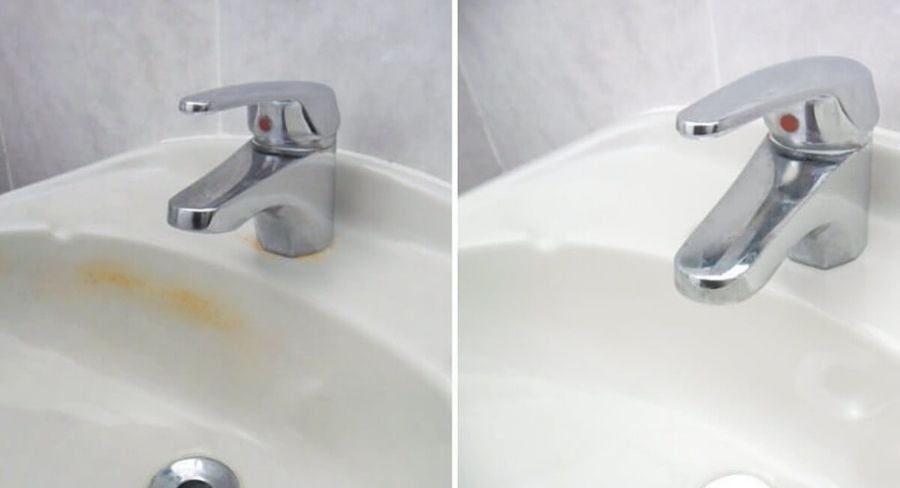 Llave de lavabo con óxido