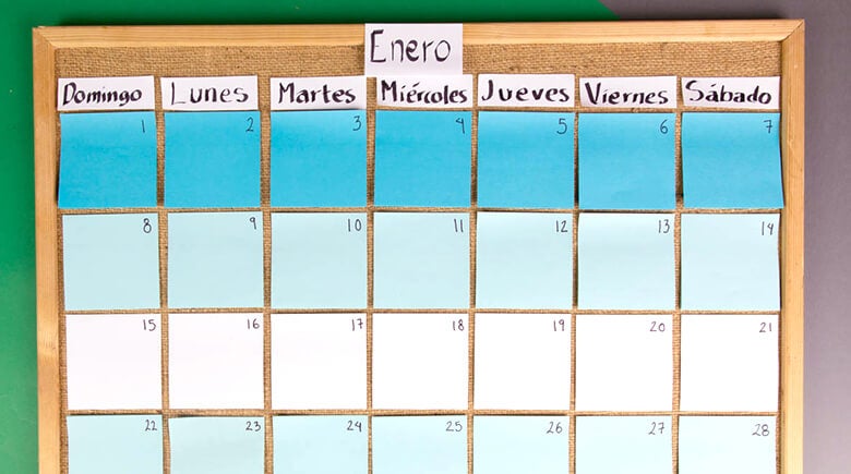 Calendario terminado en cuadro