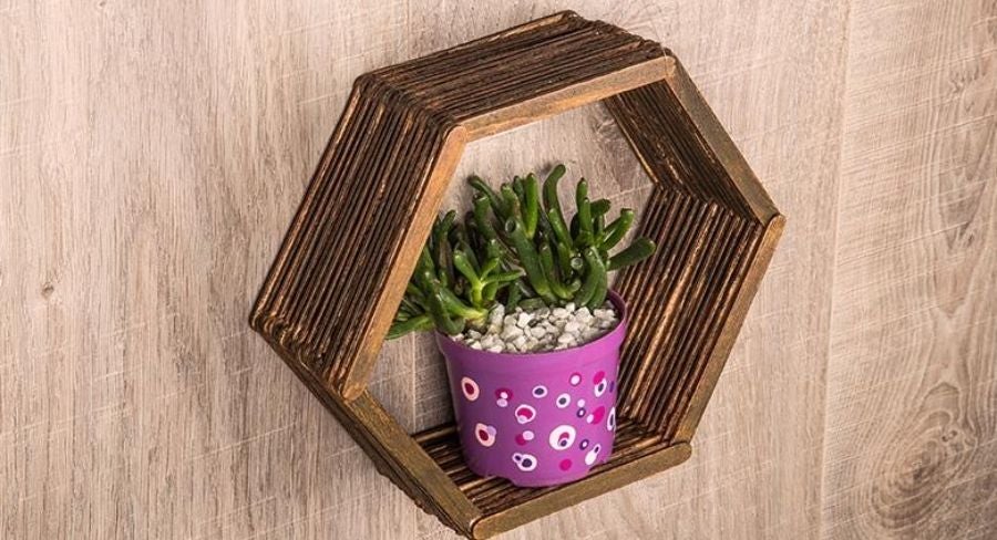 Repisa con palitos de paleta