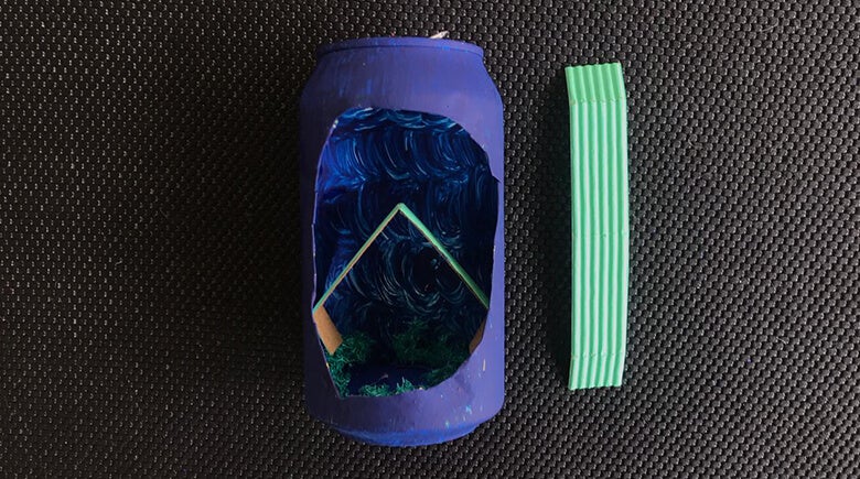 lata abierta y pintada