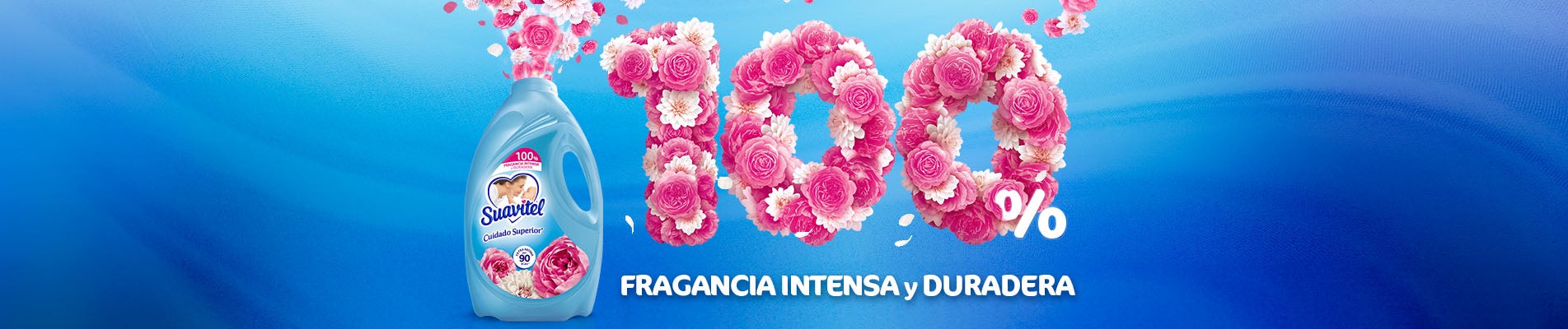 100% fragancia intensa y duradera de Suavitel para el cuidado de tu ropa