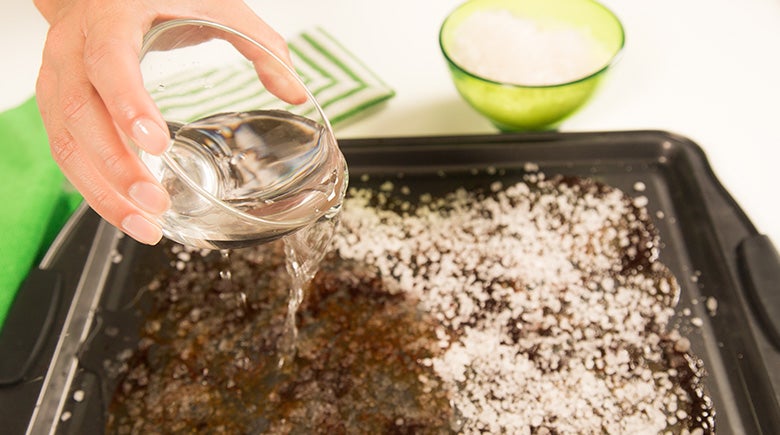 aplicando agua en la bandeja